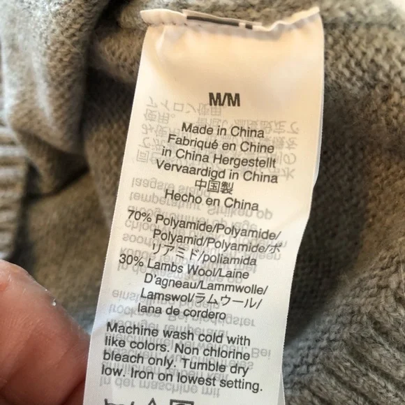 J Crew Jeweled Rhinestone Button Wool Blend Sweater. Gray. Medium - Picture 11 of 12